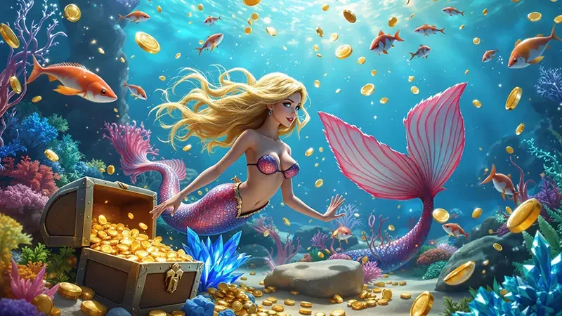 Visual permainan tembak ikan dengan suasana laut di BINTANGMPO